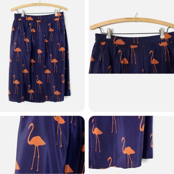 Charlotte Taylor Pink Flamingo Pleated Skirt Anthropologie Stilt Strider - Picture 6 of 8